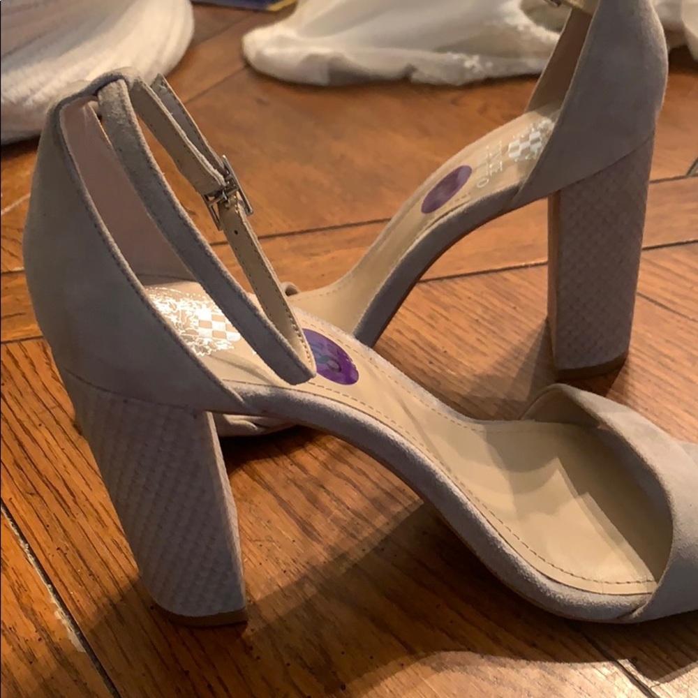 Vince Camuto Gray Suede Block Heels. Size 8-1/2.